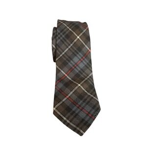 MacKenzie Weathered Tartan Plaid Wool Tie Made in Scotland Brown Grey Mens